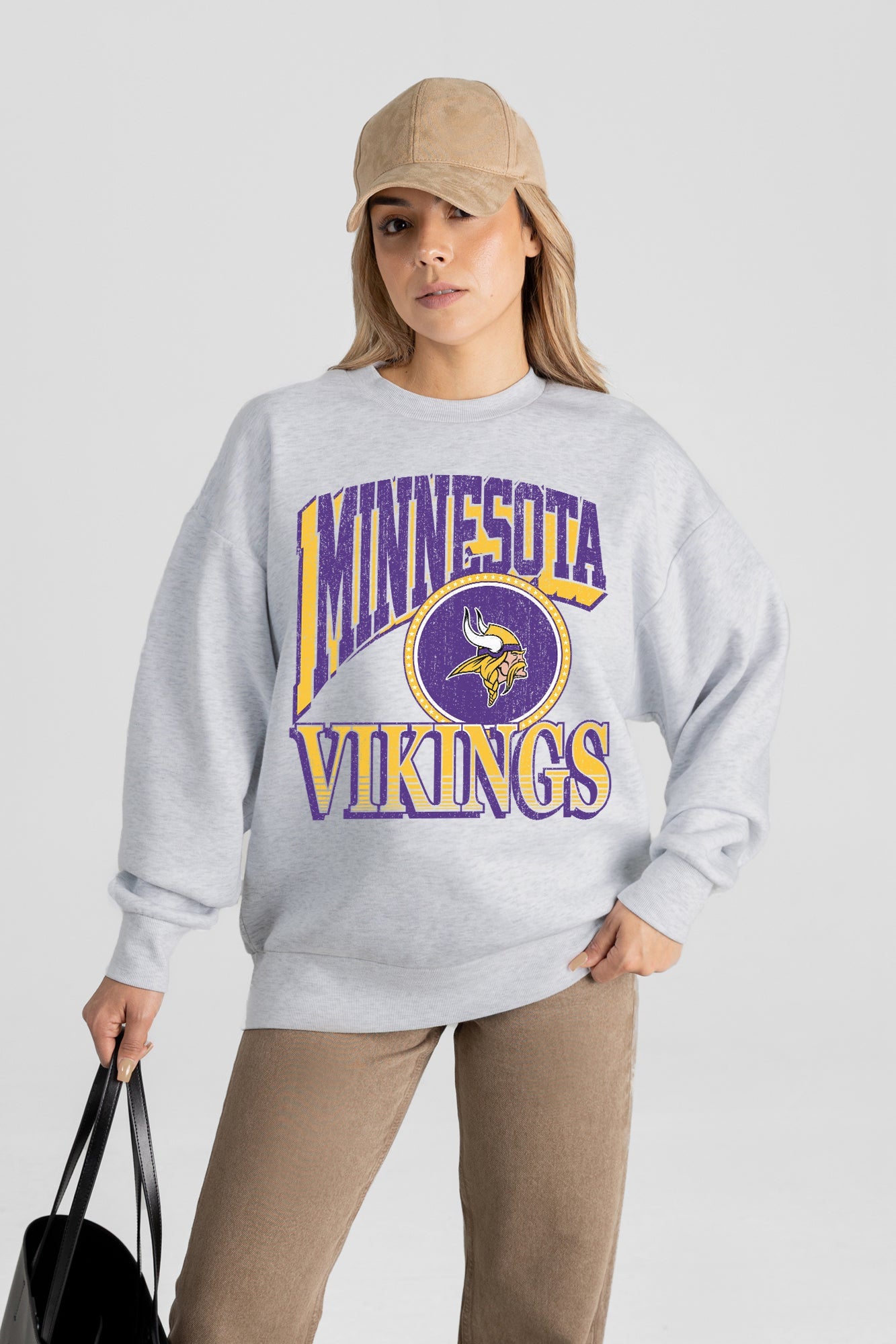 MINNESOTA VIKINGS GAME ON PREMIUM FLEECE DROP SHOULDER CREWNECK PULLOVER