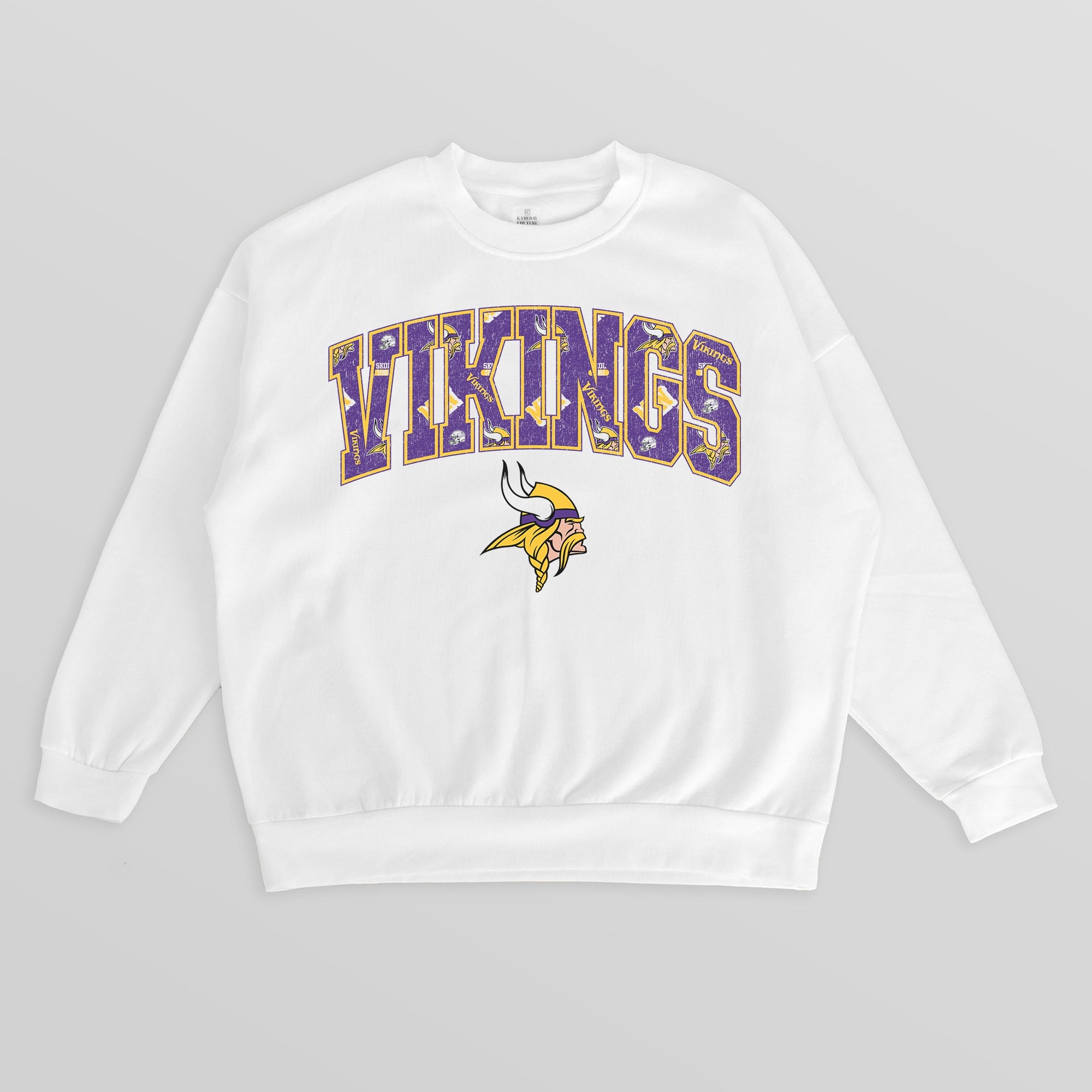 MINNESOTA VIKINGS SWEET PLAY PREMIUM FLEECE DROP SHOULDER CREWNECK PULLOVER