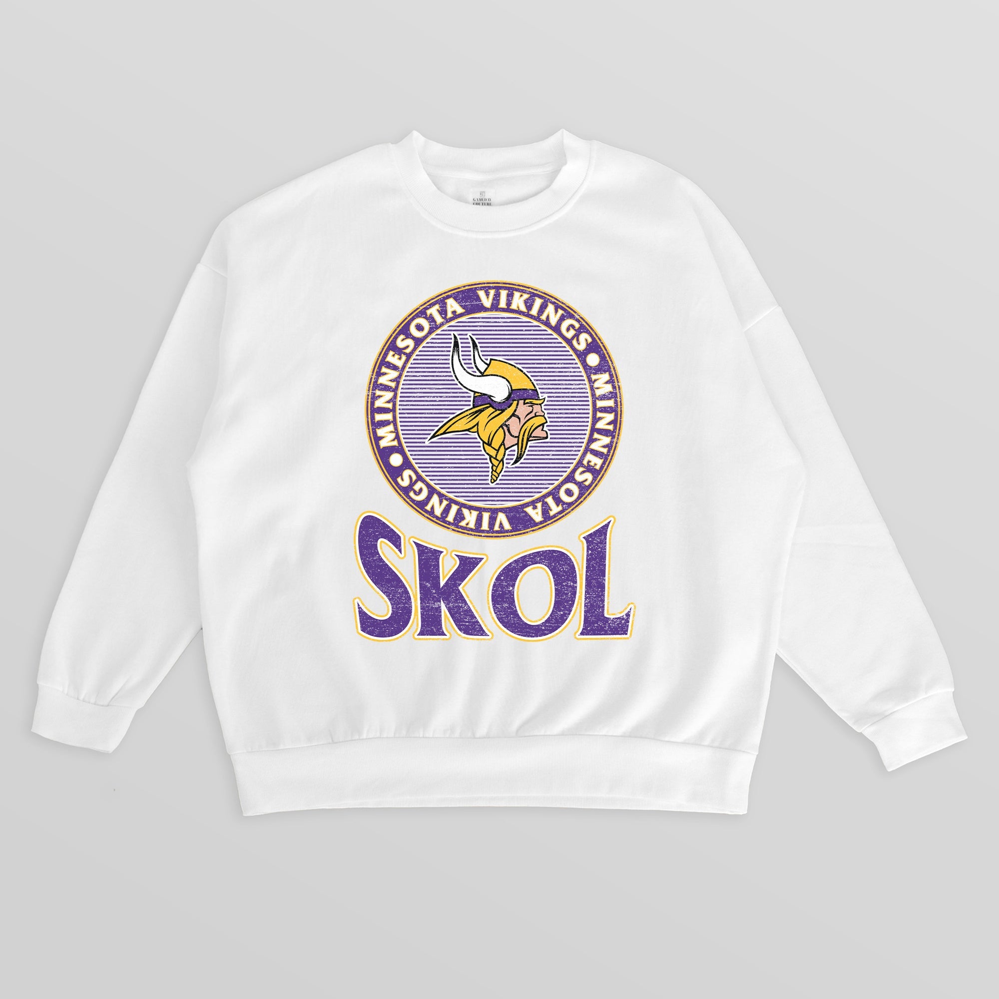 MINNESOTA VIKINGS ENDZONE PREMIUM FLEECE DROP SHOULDER CREWNECK PULLOVER