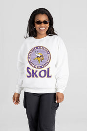 MINNESOTA VIKINGS ENDZONE PREMIUM FLEECE DROP SHOULDER CREWNECK PULLOVER