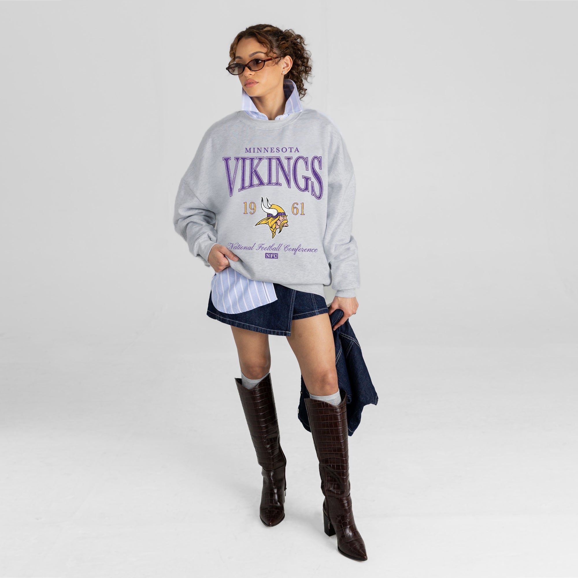 MINNESOTA VIKINGS INSTANT CLASSIC PREMIUM FLEECE DROP SHOULDER CREWNECK PULLOVER