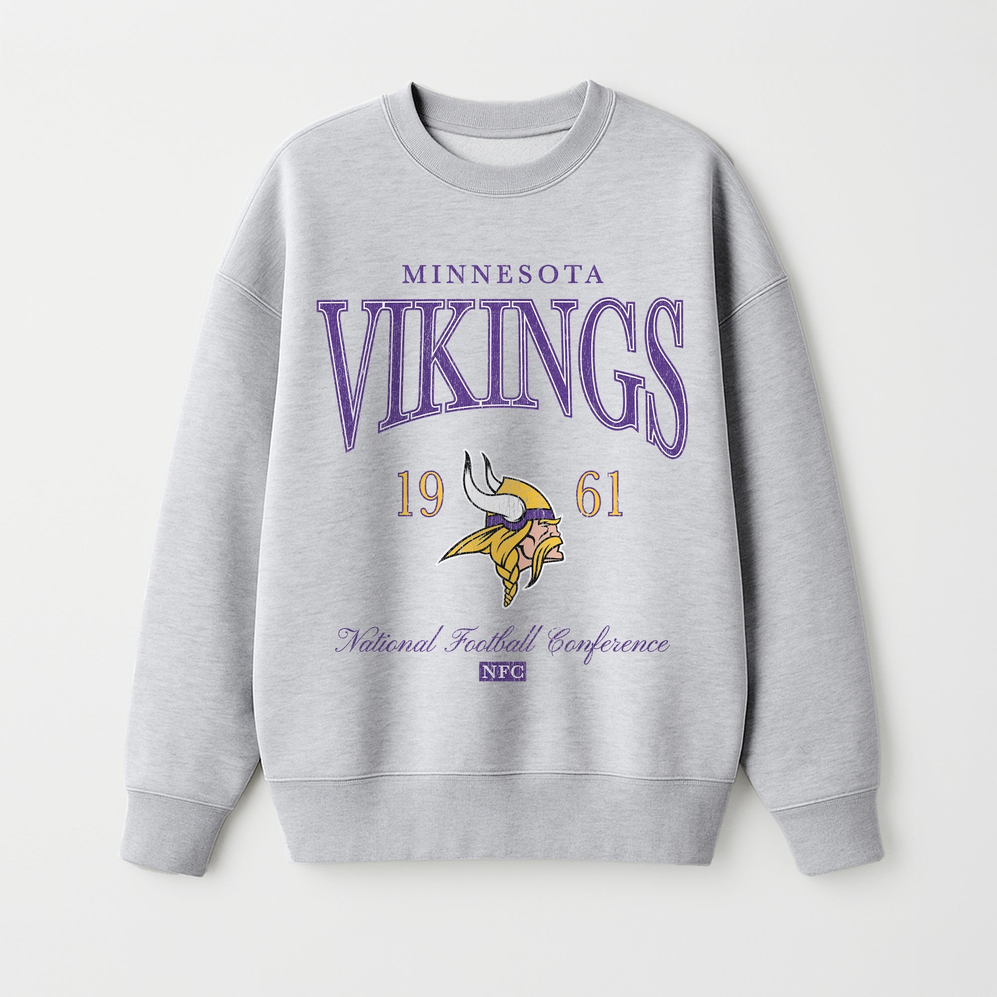 MINNESOTA VIKINGS INSTANT CLASSIC PREMIUM FLEECE DROP SHOULDER CREWNECK PULLOVER