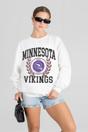 MINNESOTA VIKINGS GOLD STANDARD PREMIUM FLEECE DROP SHOULDER CREWNECK PULLOVER