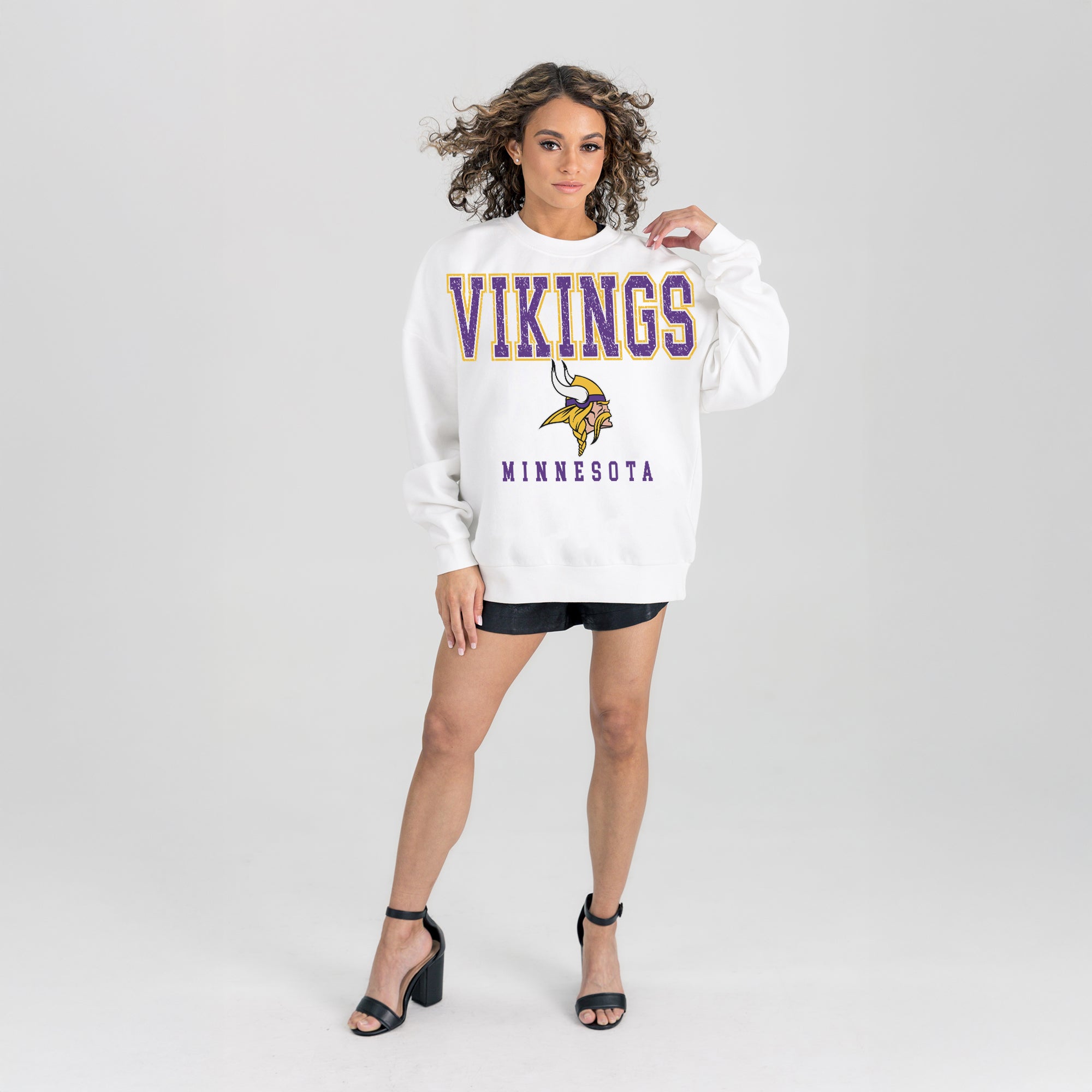MINNESOTA VIKINGS Sunday Drives Fleece Crewneck Pullover