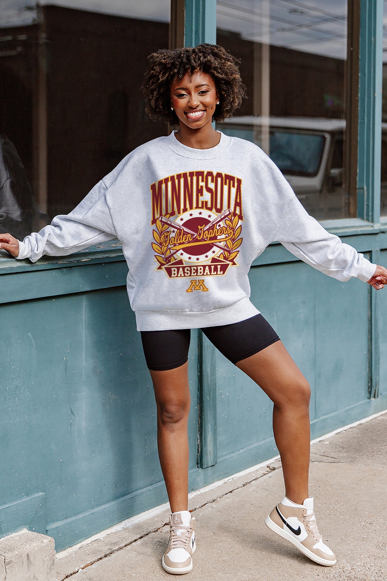 MINNESOTA GOLDEN GOPHERS BASES LOADED PREMIUM FLEECE DROP SHOULDER CREWNECK PULLOVER