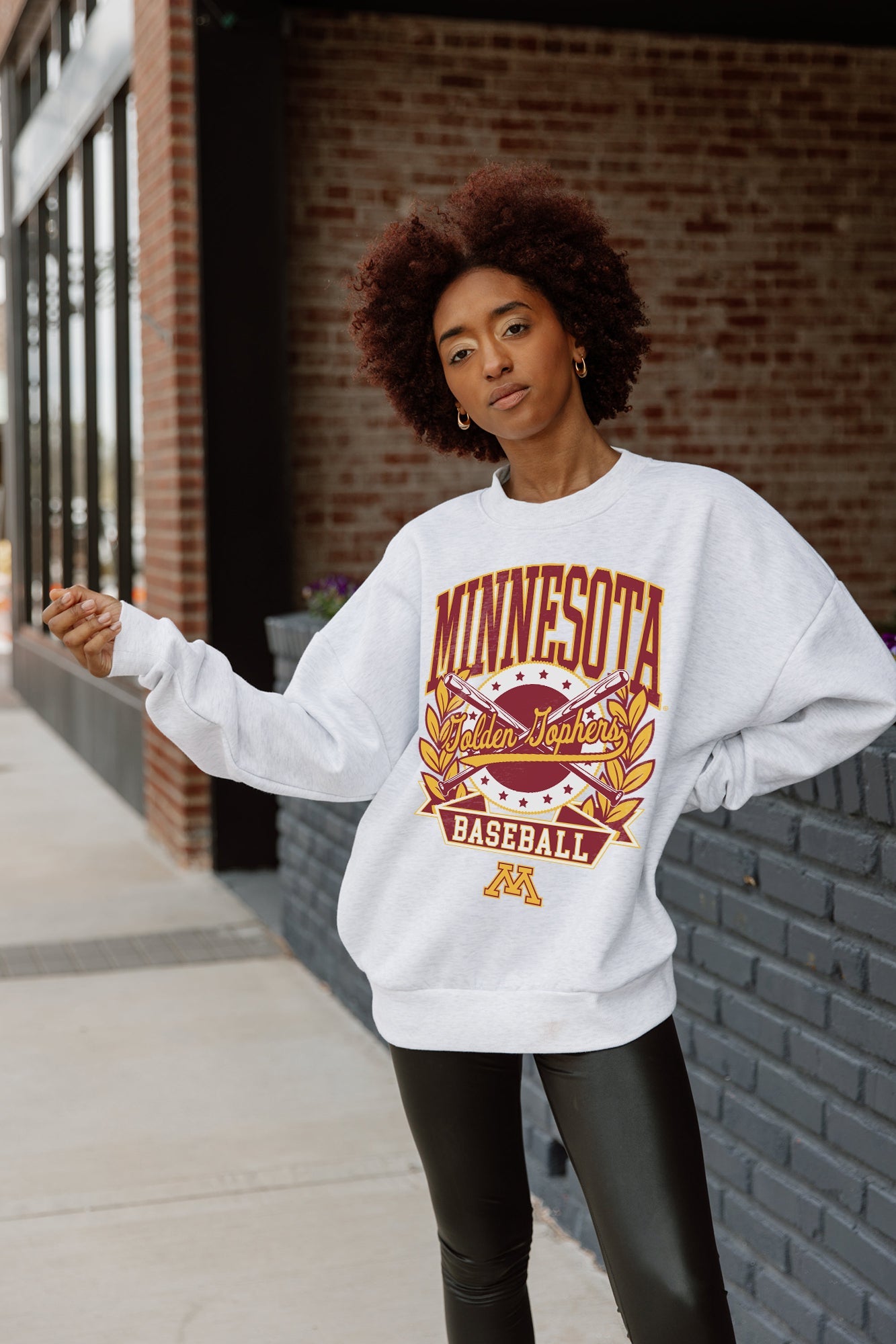 MINNESOTA GOLDEN GOPHERS BASES LOADED PREMIUM FLEECE DROP SHOULDER CREWNECK PULLOVER