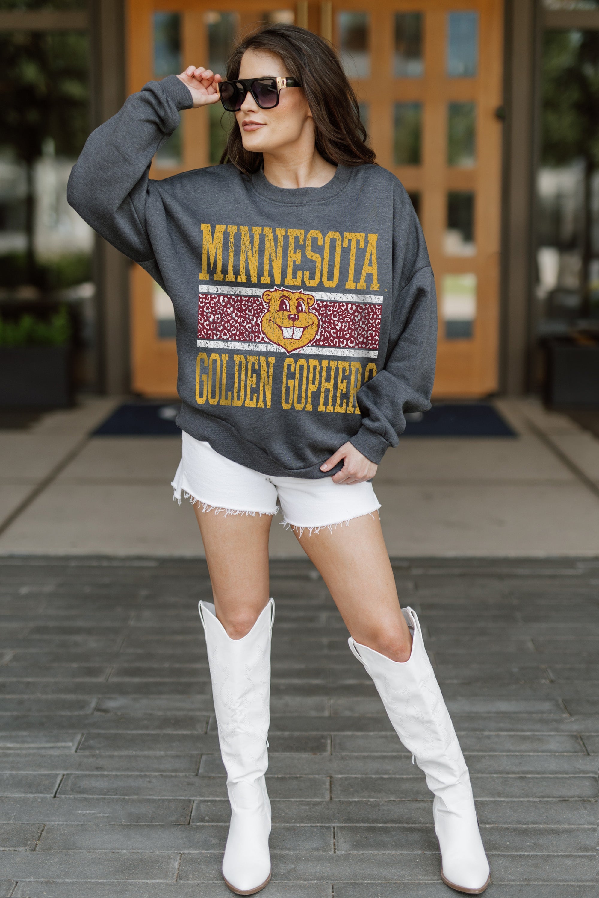 MINNESOTA GOLDEN GOPHERS WILD TAILGATE PREMIUM FLEECE DROP SHOULDER CREWNECK PULLOVER