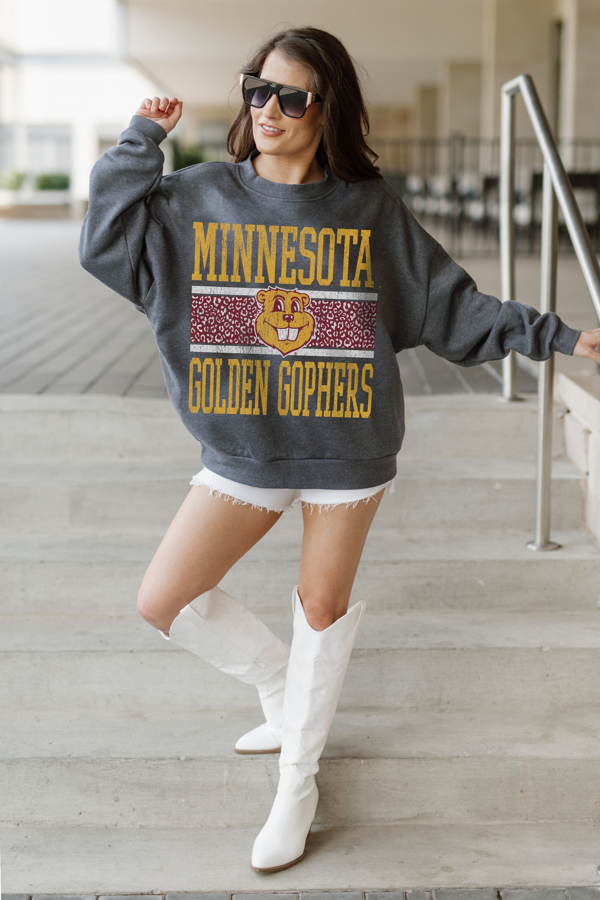 MINNESOTA GOLDEN GOPHERS WILD TAILGATE PREMIUM FLEECE DROP SHOULDER CREWNECK PULLOVER