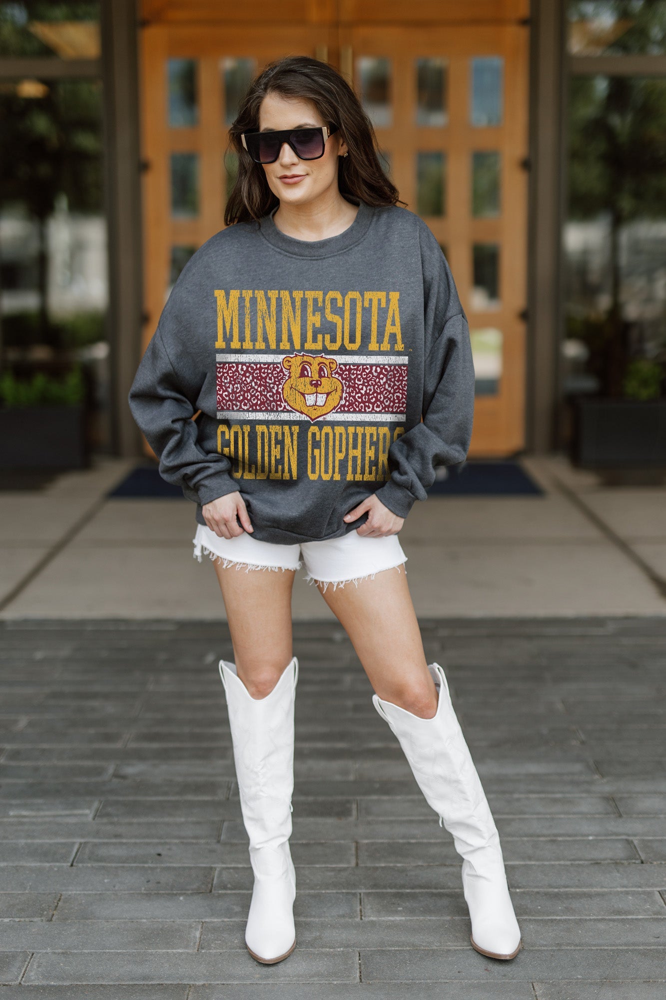 MINNESOTA GOLDEN GOPHERS WILD TAILGATE PREMIUM FLEECE DROP SHOULDER CREWNECK PULLOVER