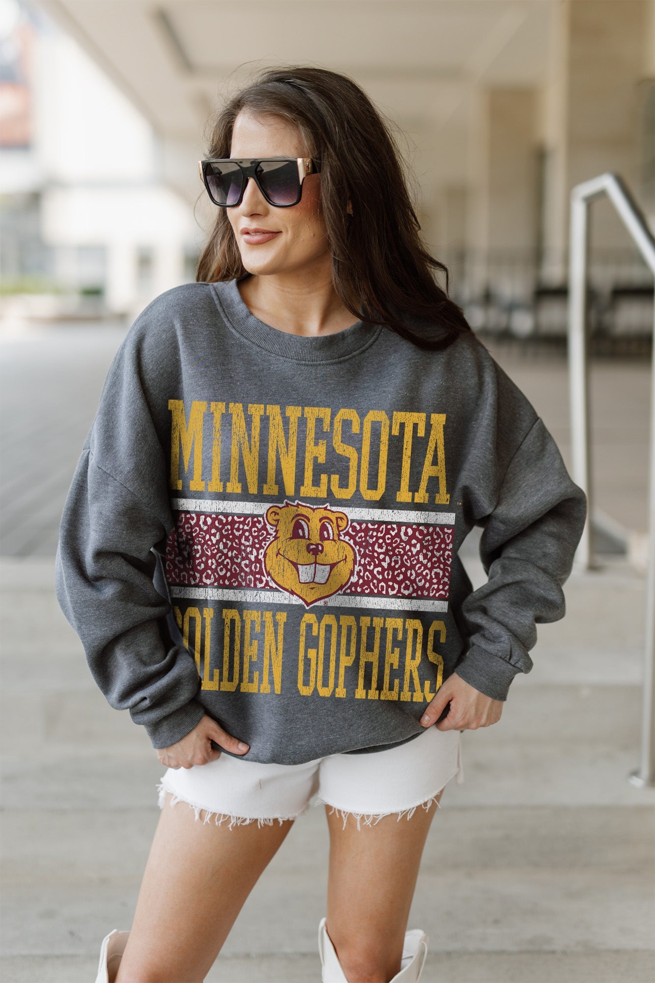 MINNESOTA GOLDEN GOPHERS WILD TAILGATE PREMIUM FLEECE DROP SHOULDER CREWNECK PULLOVER