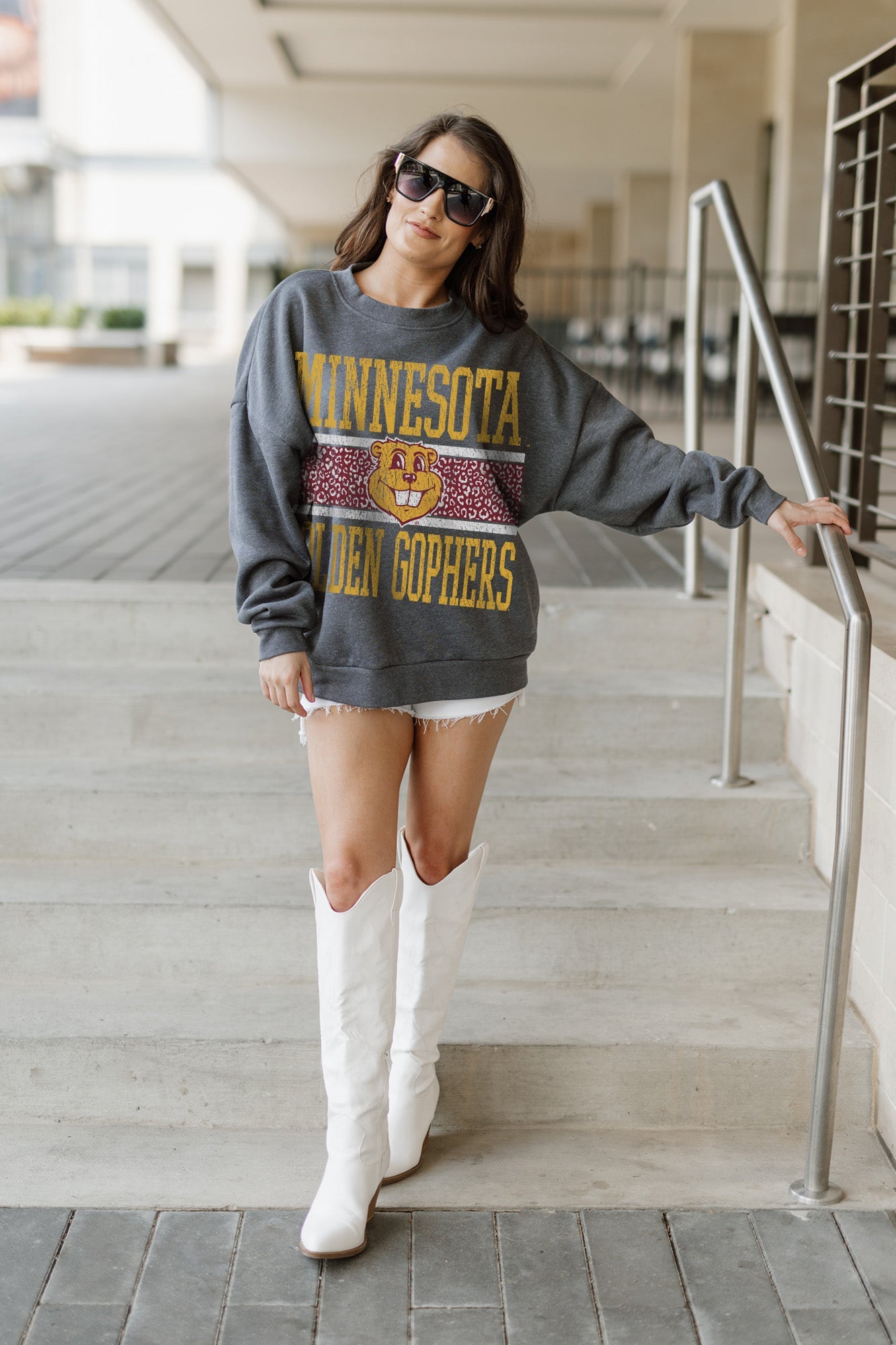 MINNESOTA GOLDEN GOPHERS WILD TAILGATE PREMIUM FLEECE DROP SHOULDER CREWNECK PULLOVER