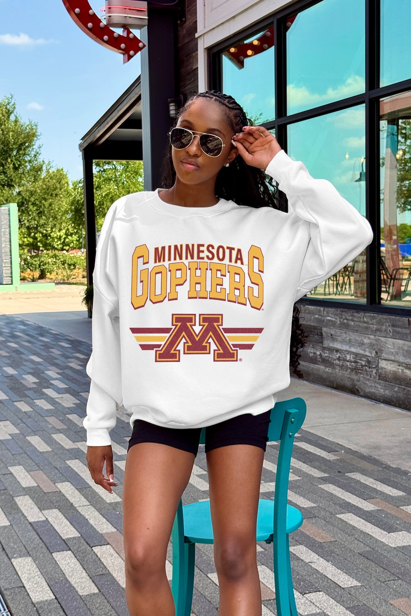 MINNESOTA GOLDEN GOPHERS SWIFT STRIKE PREMIUM FLEECE DROP SHOULDER CREWNECK PULLOVER
