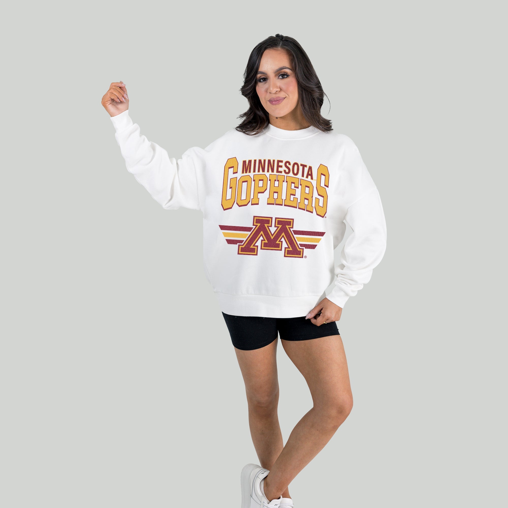 MINNESOTA GOLDEN GOPHERS SWIFT STRIKE PREMIUM FLEECE DROP SHOULDER CREWNECK PULLOVER
