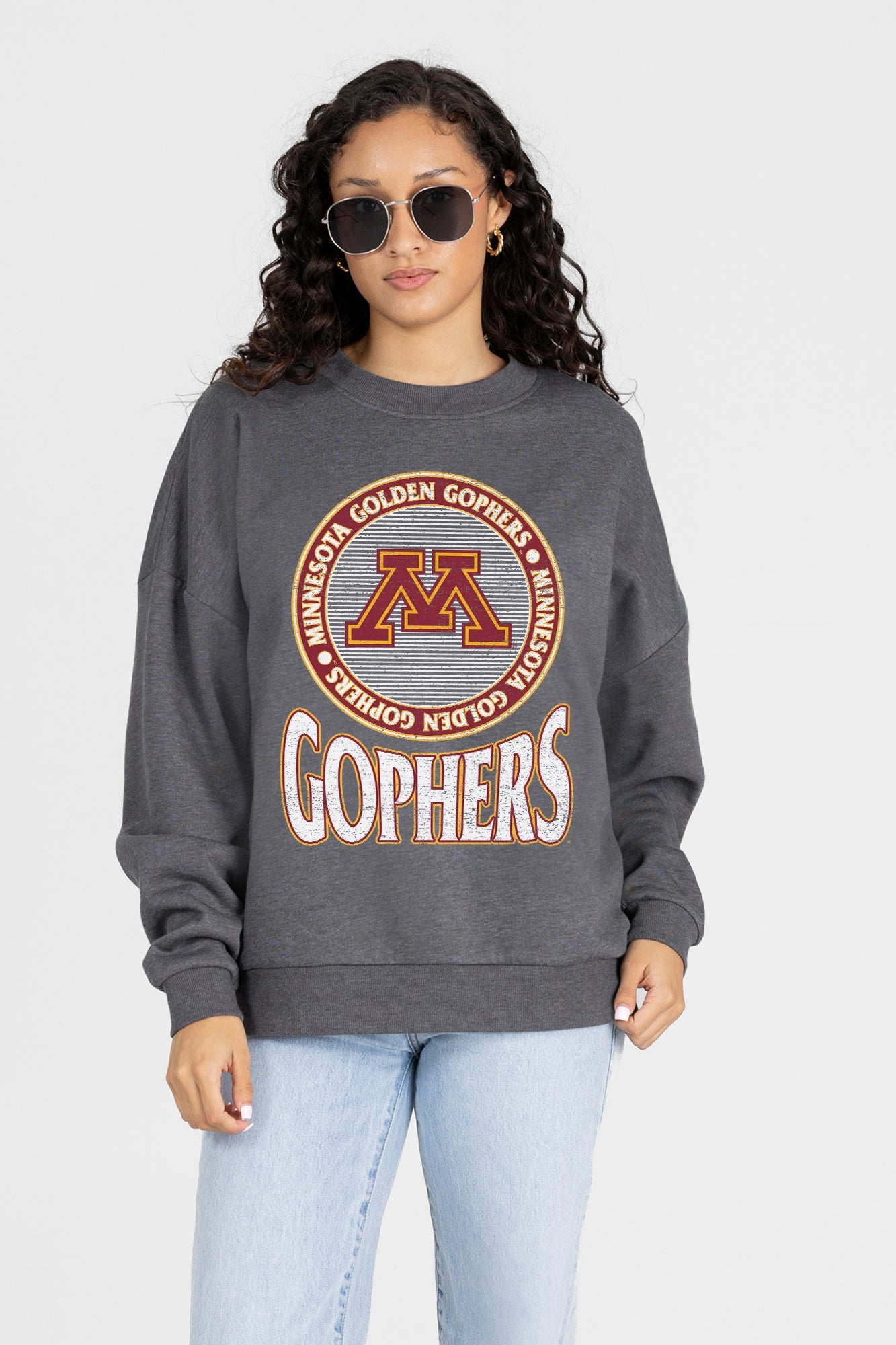 MINNESOTA GOLDEN GOPHERS SATURDAY SEAL PREMIUM FLEECE DROP SHOULDER CREWNECK PULLOVER