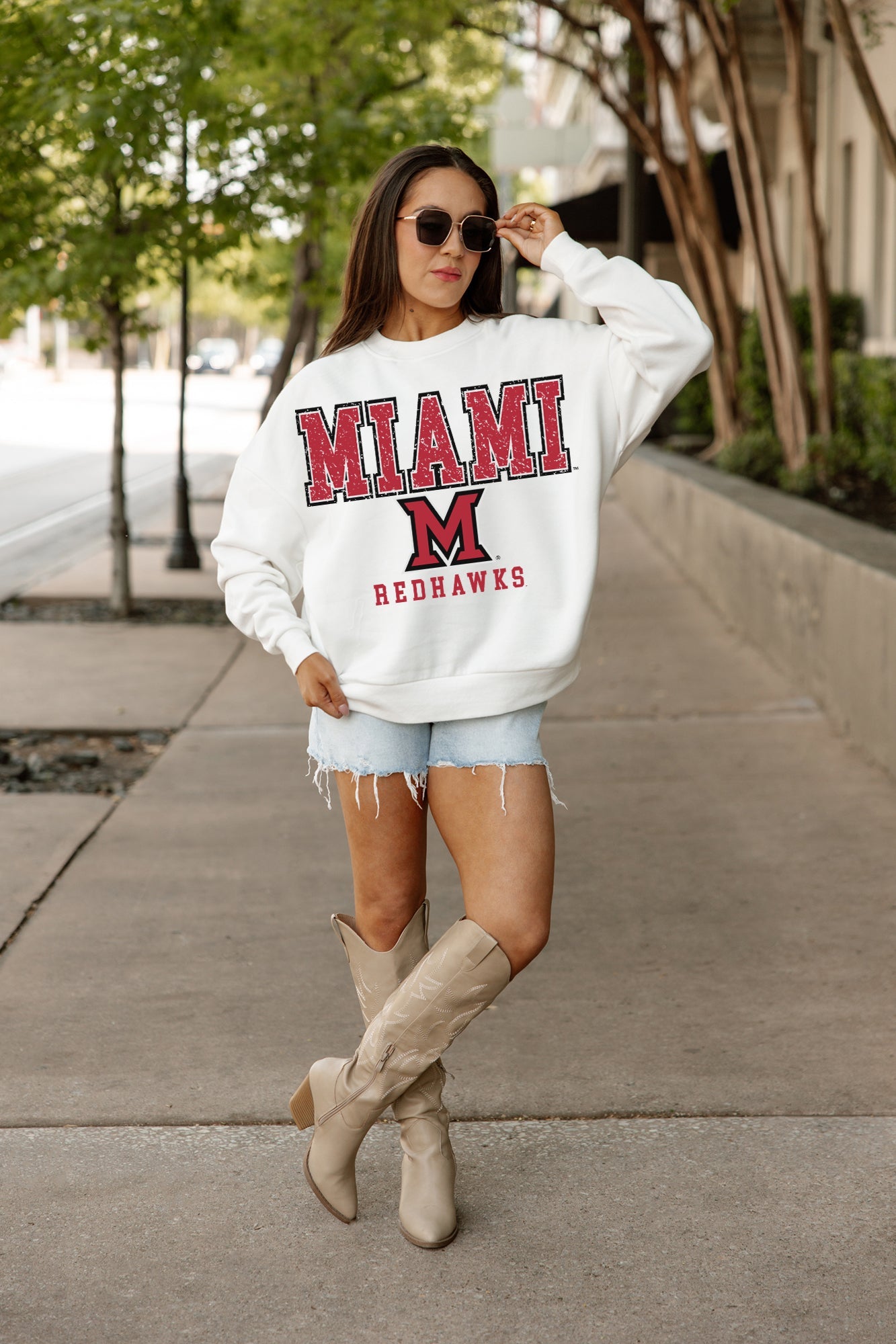 MIAMI OF OHIO REDHAWKS FREESTYLE PREMIUM FLEECE CREWNECK PULLOVER