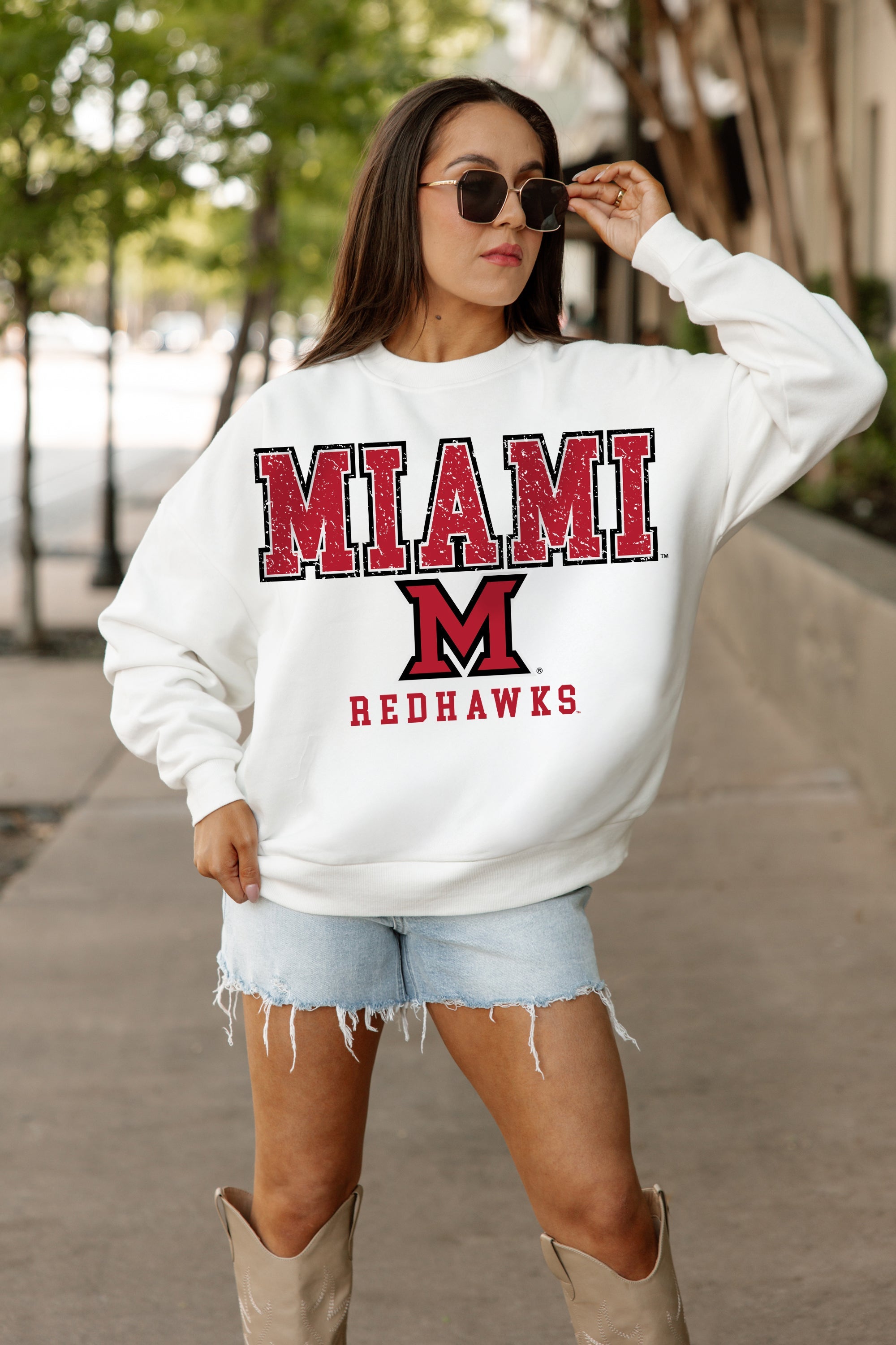 MIAMI OF OHIO REDHAWKS FREESTYLE PREMIUM FLEECE CREWNECK PULLOVER