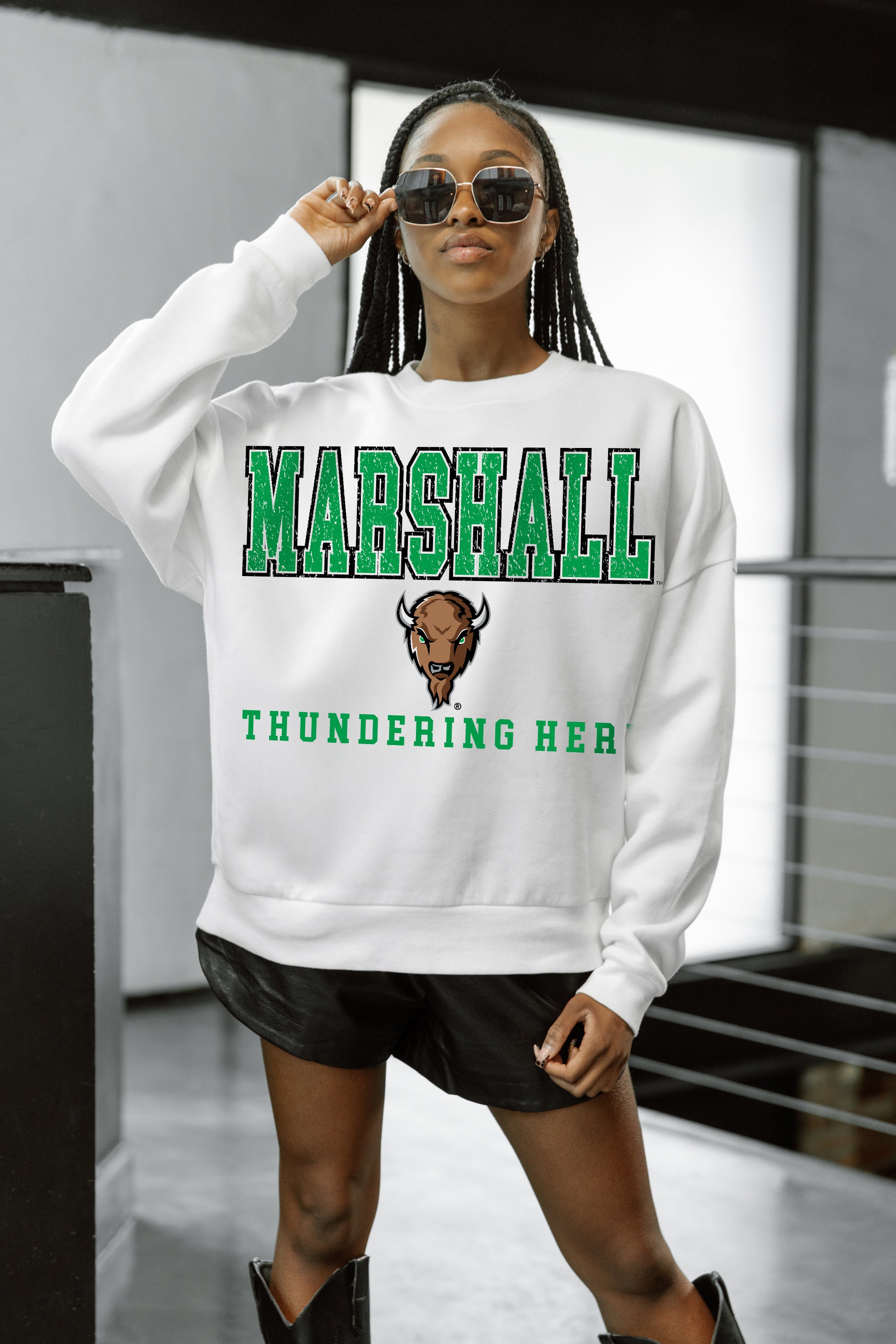 MARSHALL THUNDERING HERD Freestyle Fleece Drop-Shoulder Pullover