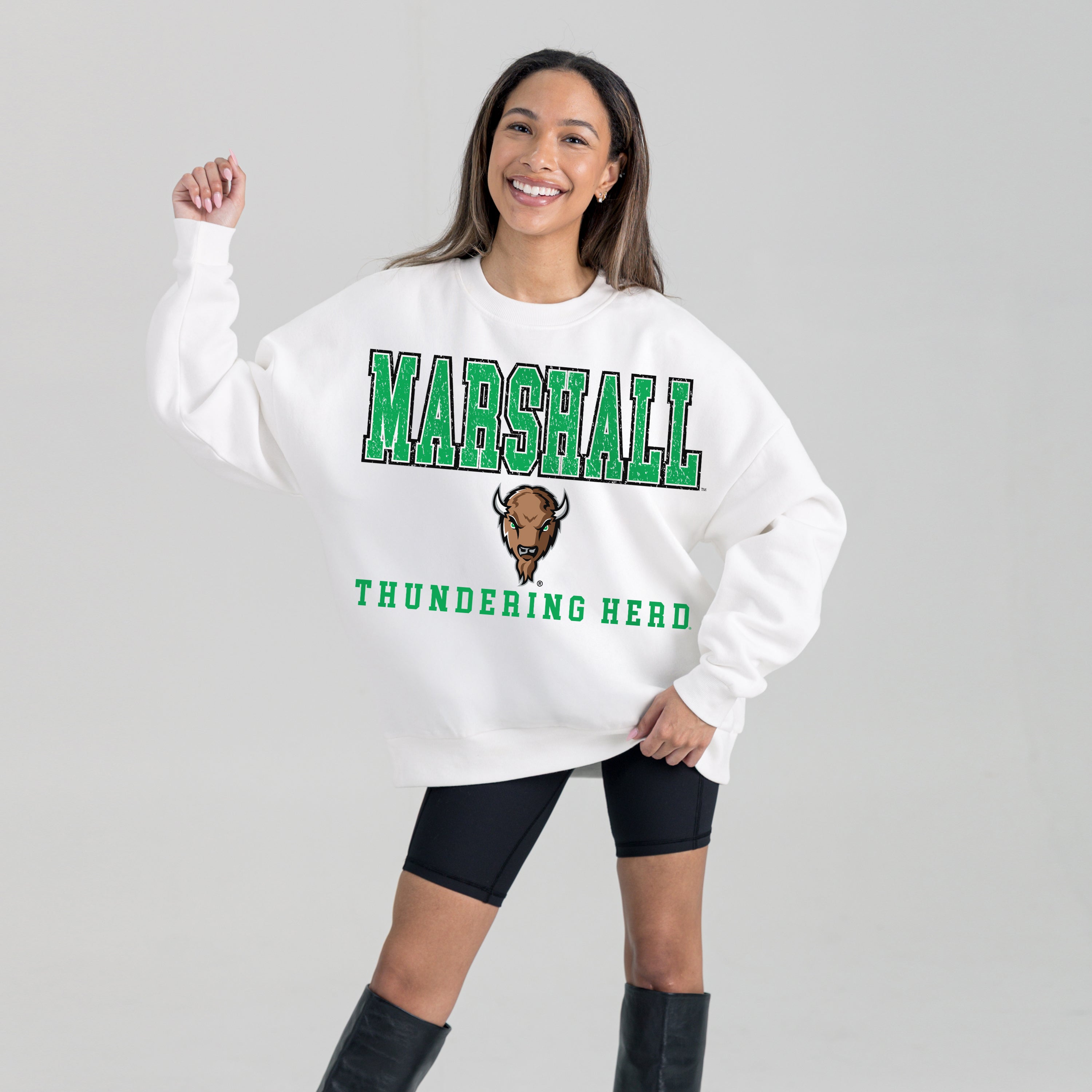 MARSHALL THUNDERING HERD Freestyle Fleece Drop-Shoulder Pullover