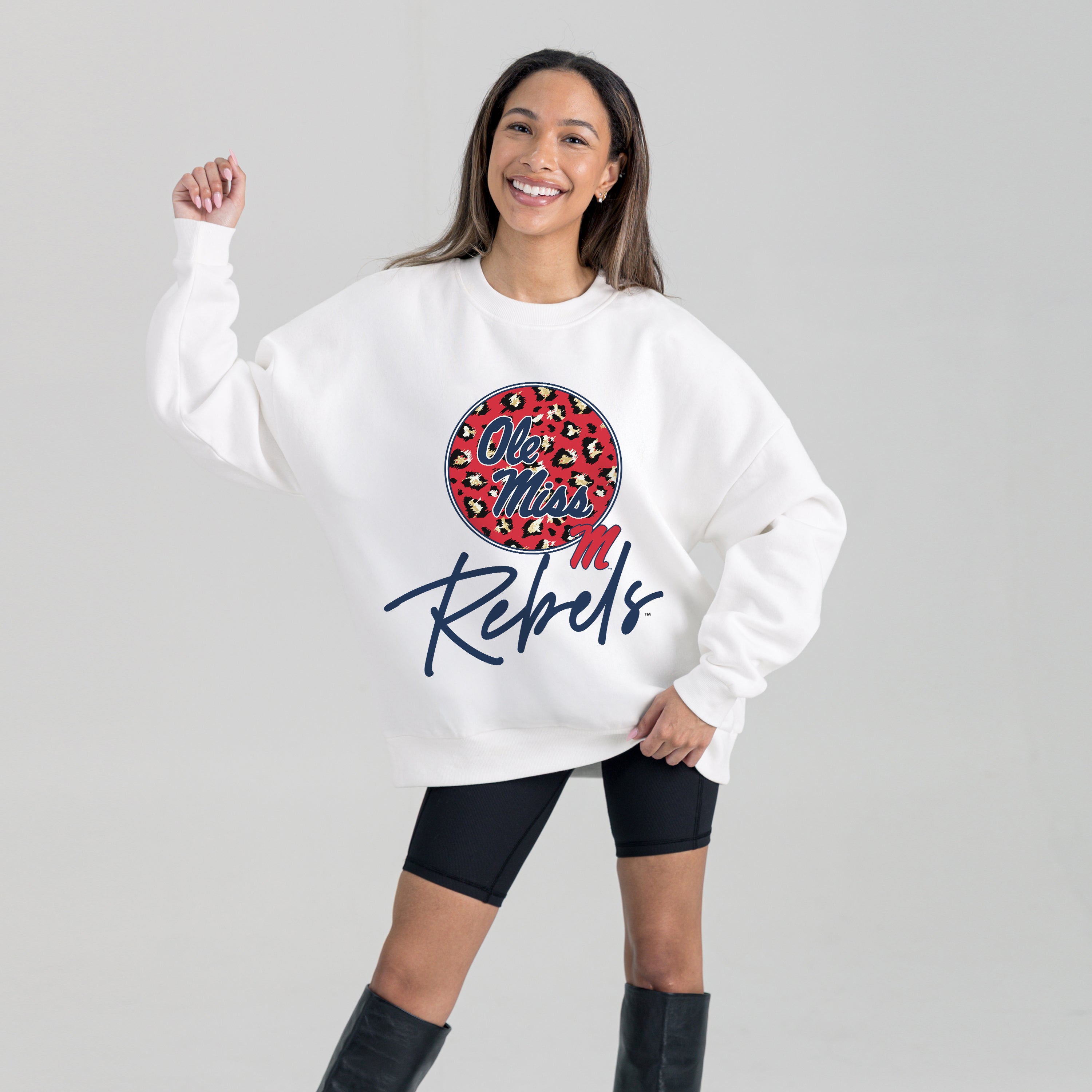OLE MISS REBELS WILD BREAKTHROUGH PREMIUM FLEECE CREWNECK PULLOVER