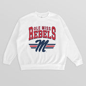 OLE MISS REBELS SWIFT STRIKE PREMIUM FLEECE DROP SHOULDER CREWNECK PULLOVER