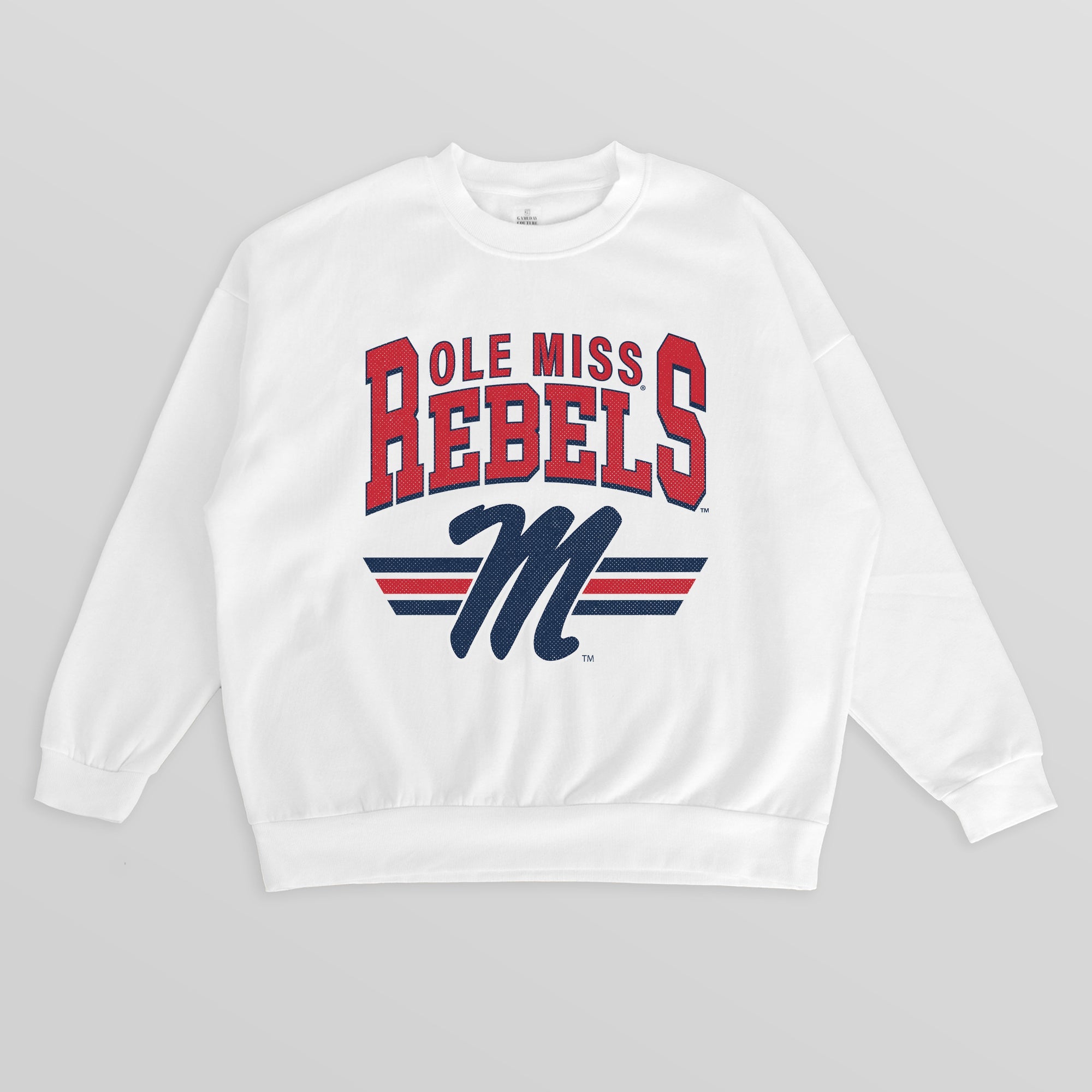 OLE MISS REBELS SWIFT STRIKE PREMIUM FLEECE DROP SHOULDER CREWNECK PULLOVER