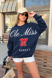 OLE MISS REBELS LEGACY CLUB PREMIUM FLEECE DROP SHOULDER CREWNECK PULLOVER