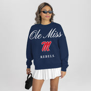 OLE MISS REBELS LEGACY CLUB PREMIUM FLEECE DROP SHOULDER CREWNECK PULLOVER