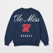 OLE MISS REBELS LEGACY CLUB PREMIUM FLEECE DROP SHOULDER CREWNECK PULLOVER