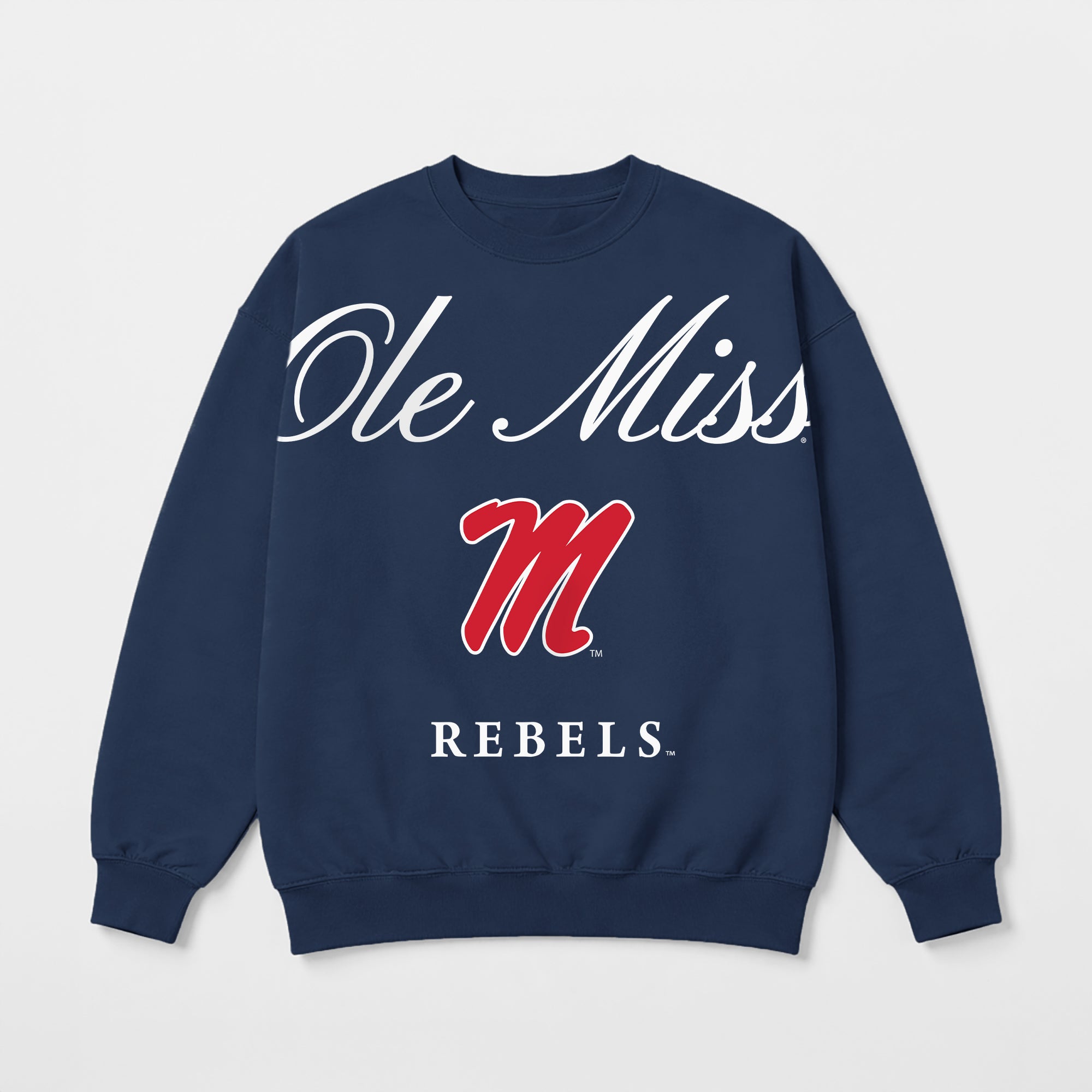 OLE MISS REBELS LEGACY CLUB PREMIUM FLEECE DROP SHOULDER CREWNECK PULLOVER