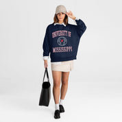 OLE MISS REBELS PRIME PLAY PREMIUM FLEECE DROP SHOULDER CREWNECK PULLOVER