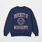 OLE MISS REBELS PRIME PLAY PREMIUM FLEECE DROP SHOULDER CREWNECK PULLOVER