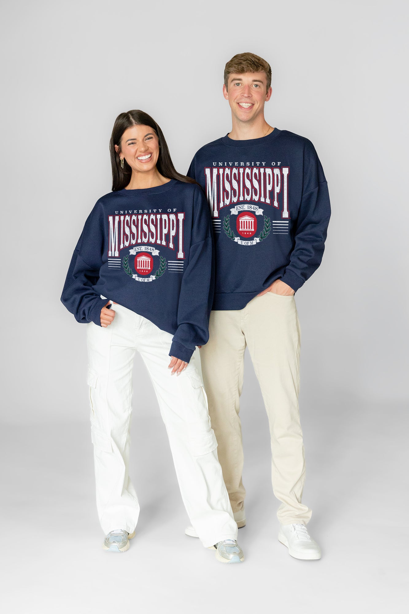 OLE MISS REBELS HONOR BOUND PREMIUM FLEECE CREWNECK PULLOVER