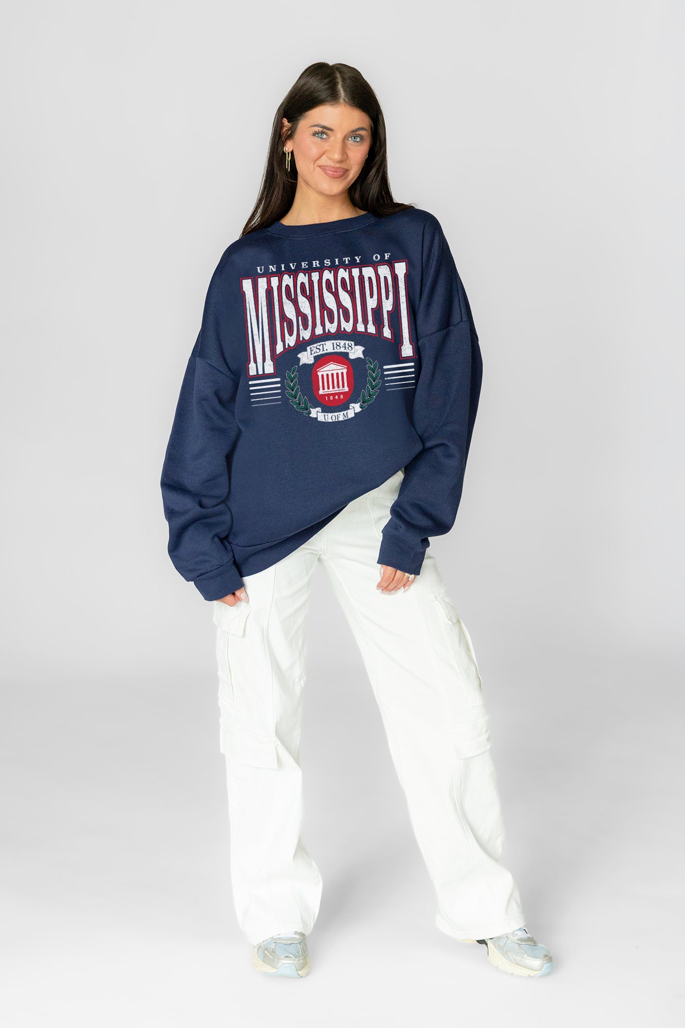 OLE MISS REBELS HONOR BOUND PREMIUM FLEECE CREWNECK PULLOVER