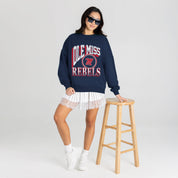 OLE MISS REBELS MAIN CHARACTER PREMIUM FLEECE DROP SHOULDER CREWNECK PULLOVER