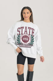 MISSISSIPPI STATE BULLDOGS HERITAGE PREMIUM FLEECE DROP SHOULDER CREWNECK PULLOVER