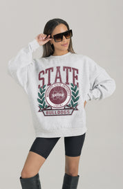 MISSISSIPPI STATE BULLDOGS HERITAGE PREMIUM FLEECE DROP SHOULDER CREWNECK PULLOVER
