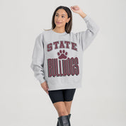 MISSISSIPPI STATE BULLDOGS FIERCE FOCUS PREMIUM FLEECE DROP SHOULDER CREWNECK PULLOVER