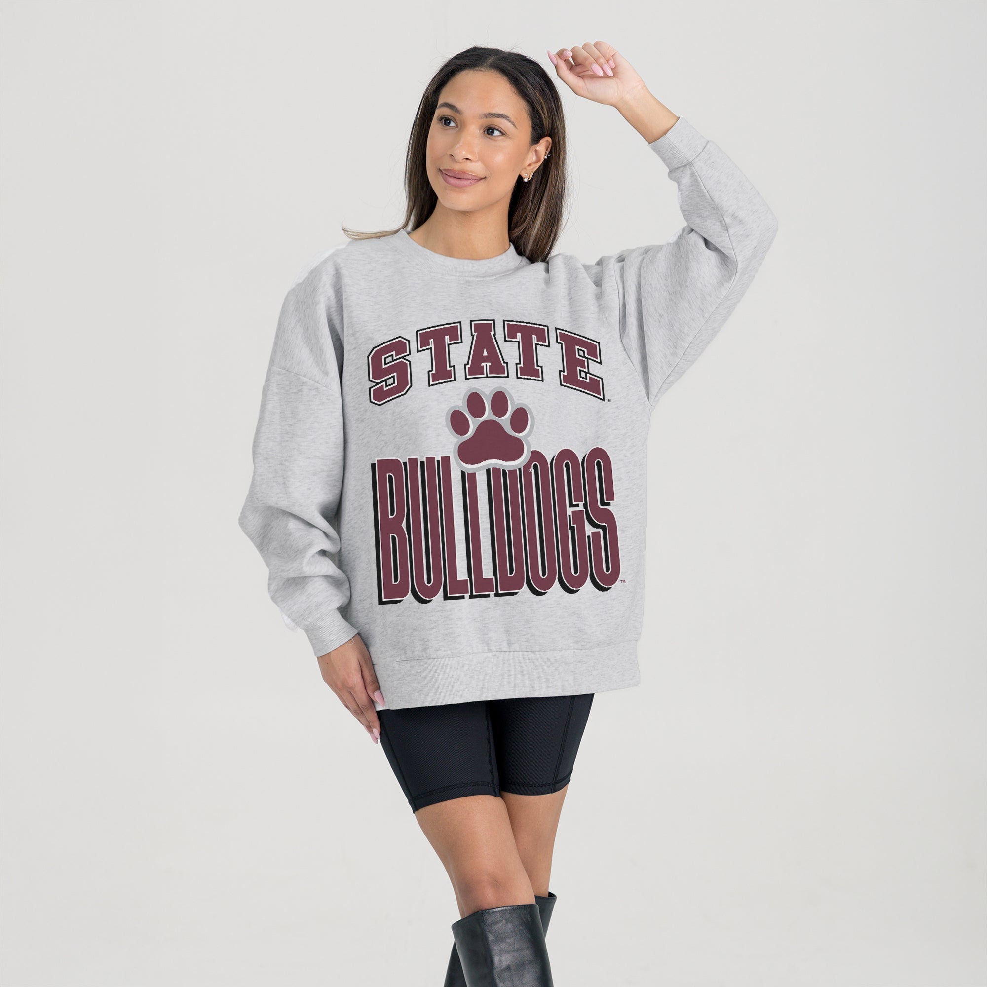 MISSISSIPPI STATE BULLDOGS FIERCE FOCUS PREMIUM FLEECE DROP SHOULDER CREWNECK PULLOVER