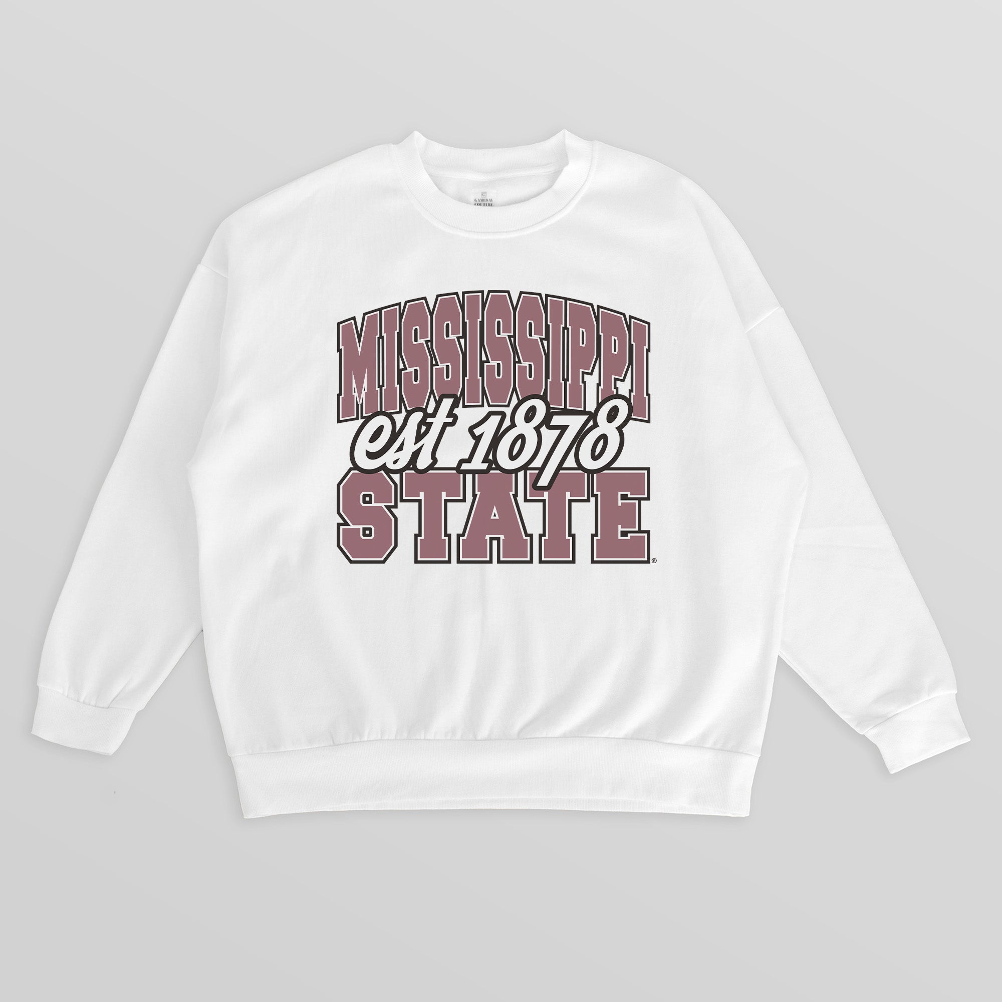 MISSISSIPPI STATE BULLDOGS FADED FORMATION PREMIUM FLEECE DROP SHOULDER CREWNECK PULLOVER
