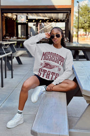 MISSISSIPPI STATE BULLDOGS PENNANT PRIDE PREMIUM FLEECE DROP SHOULDER CREWNECK PULLOVER