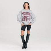 MISSISSIPPI STATE BULLDOGS PENNANT PRIDE PREMIUM FLEECE DROP SHOULDER CREWNECK PULLOVER