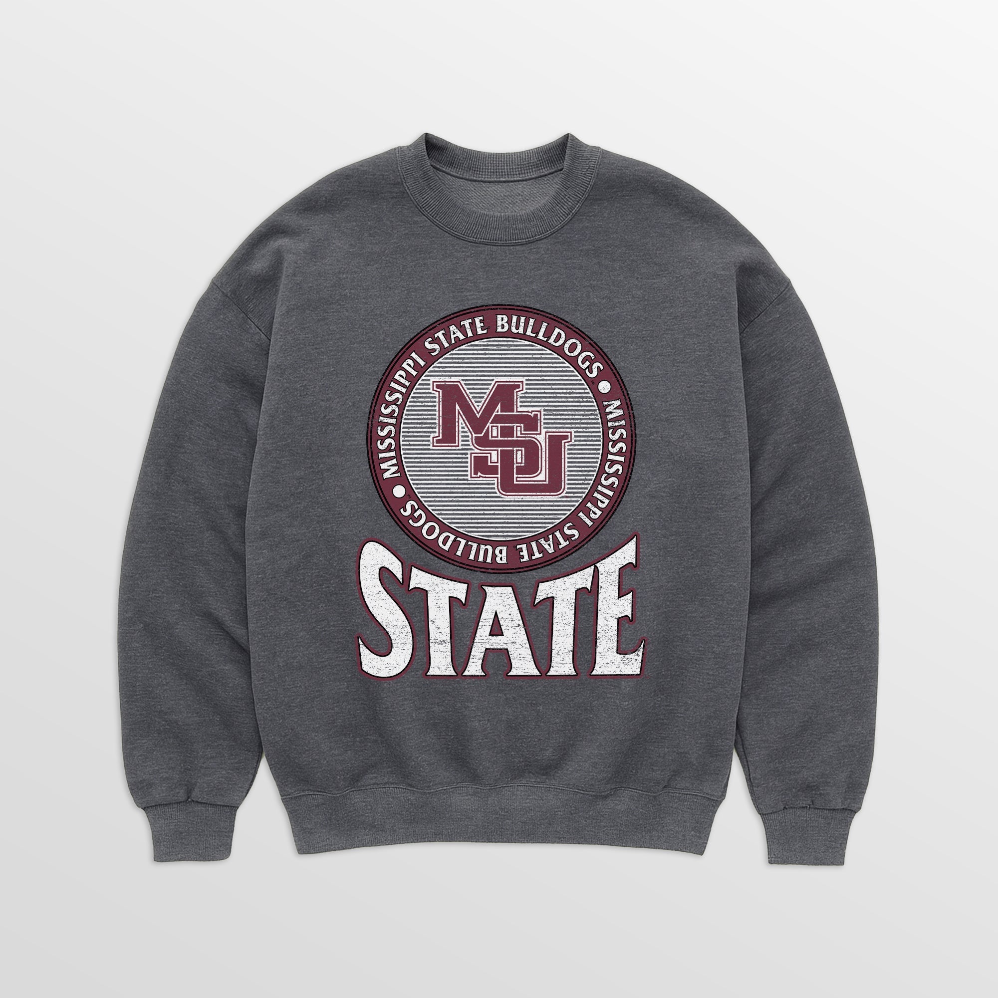 MISSISSIPPI STATE BULLDOGS SATURDAY SEAL PREMIUM FLEECE DROP SHOULDER CREWNECK PULLOVER