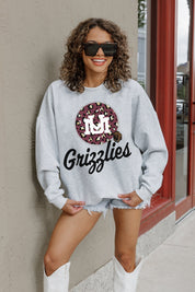 MONTANA GRIZZLIES GOING WILD PREMIUM FLEECE DROP SHOULDER CREWNECK PULLOVER