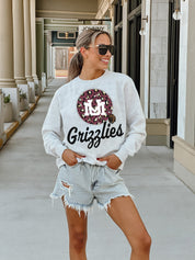 MONTANA GRIZZLIES GOING WILD PREMIUM FLEECE DROP SHOULDER CREWNECK PULLOVER