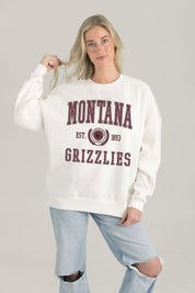 MONTANA GRIZZLIES TIMELESS TRIUMPH PREMIUM FLEECE DROP SHOULDER CREWNECK PULLOVER