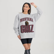 MONTANA GRIZZLIES FIERCE FOCUS PREMIUM FLEECE DROP SHOULDER CREWNECK PULLOVER