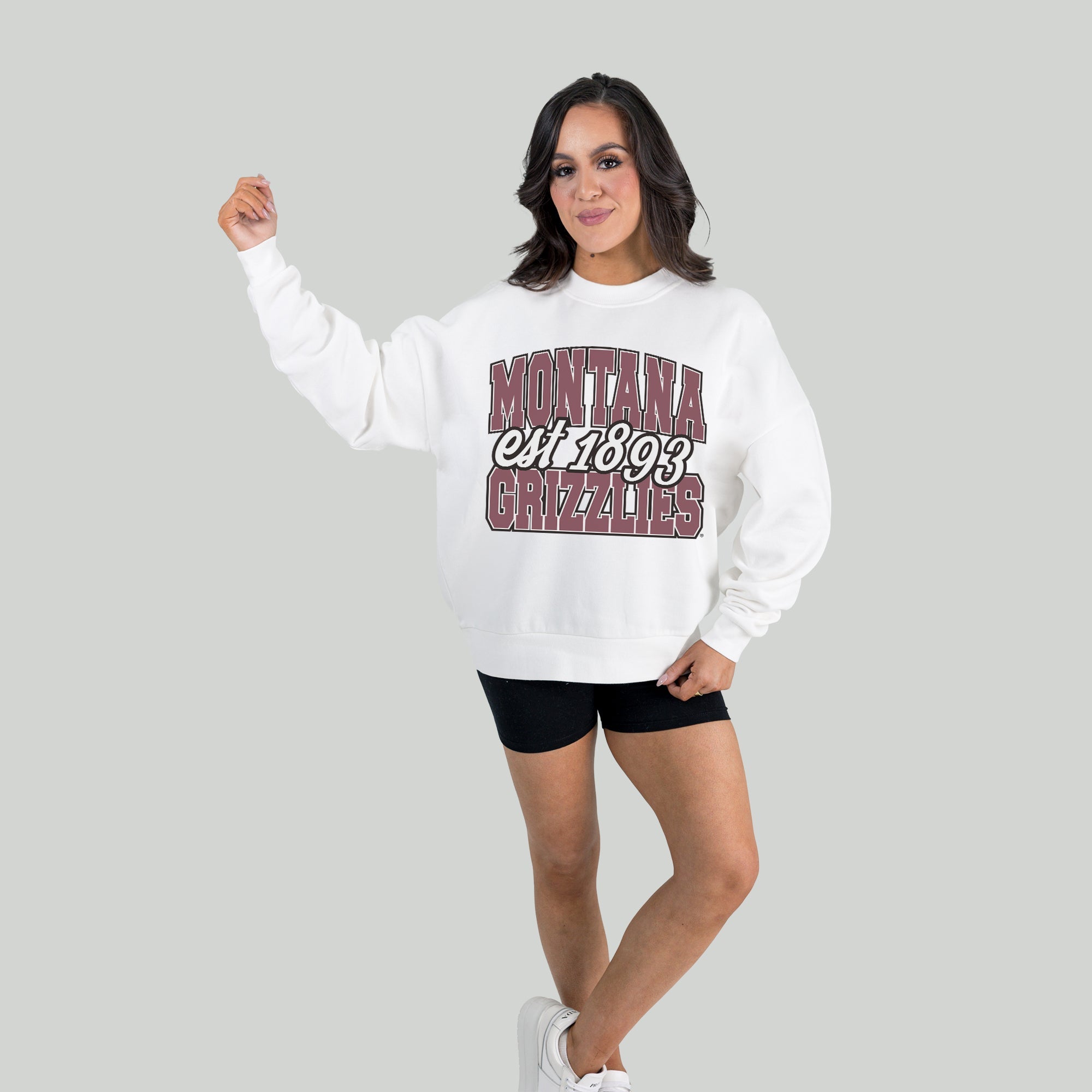 MONTANA GRIZZLIES FADED FORMATION PREMIUM FLEECE DROP SHOULDER CREWNECK PULLOVER
