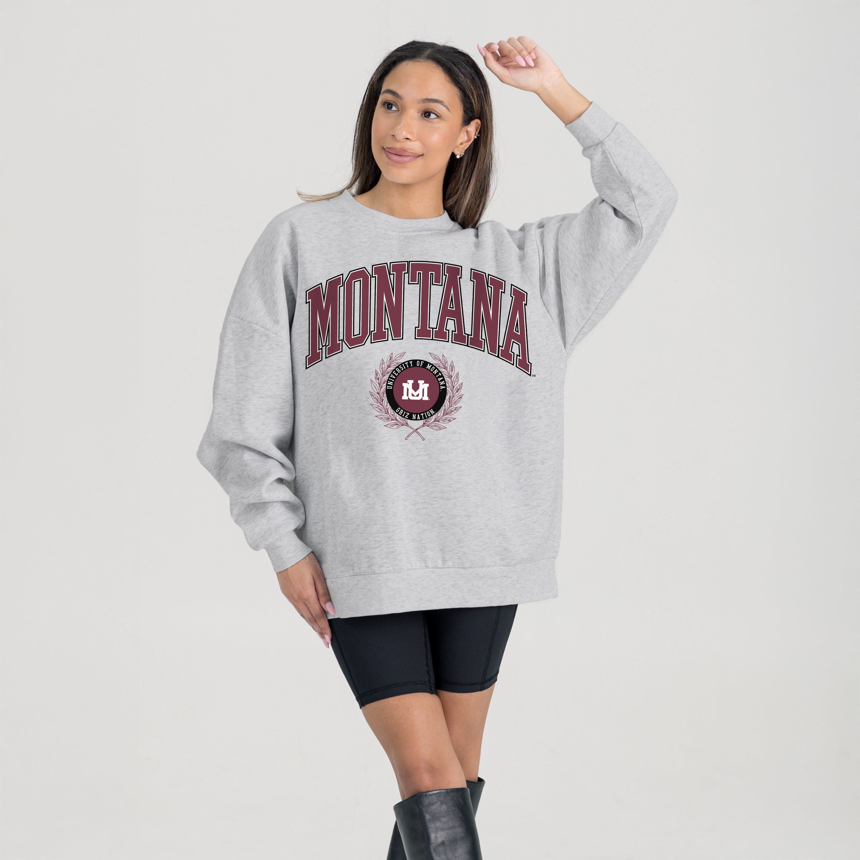 MONTANA GRIZZLIES TRADITION REFINED PREMIUM FLEECE CREWNECK PULLOVER
