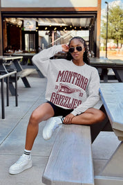 MONTANA GRIZZLIES PENNANT PRIDE PREMIUM FLEECE DROP SHOULDER CREWNECK PULLOVER