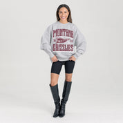 MONTANA GRIZZLIES PENNANT PRIDE PREMIUM FLEECE DROP SHOULDER CREWNECK PULLOVER